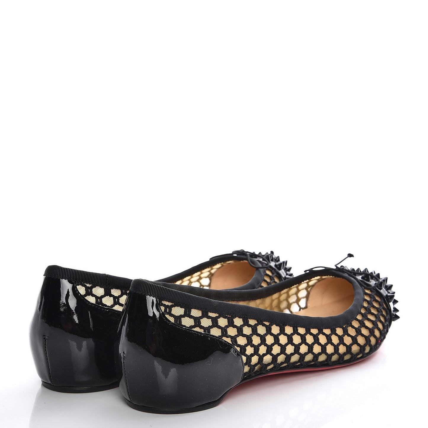 Patent Lace Mix Spikes Flats 40.5 Black