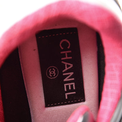 Chanel Suede Calfskin CC Sneakers 38.5 White Silver Fluo Pink 9 of 11