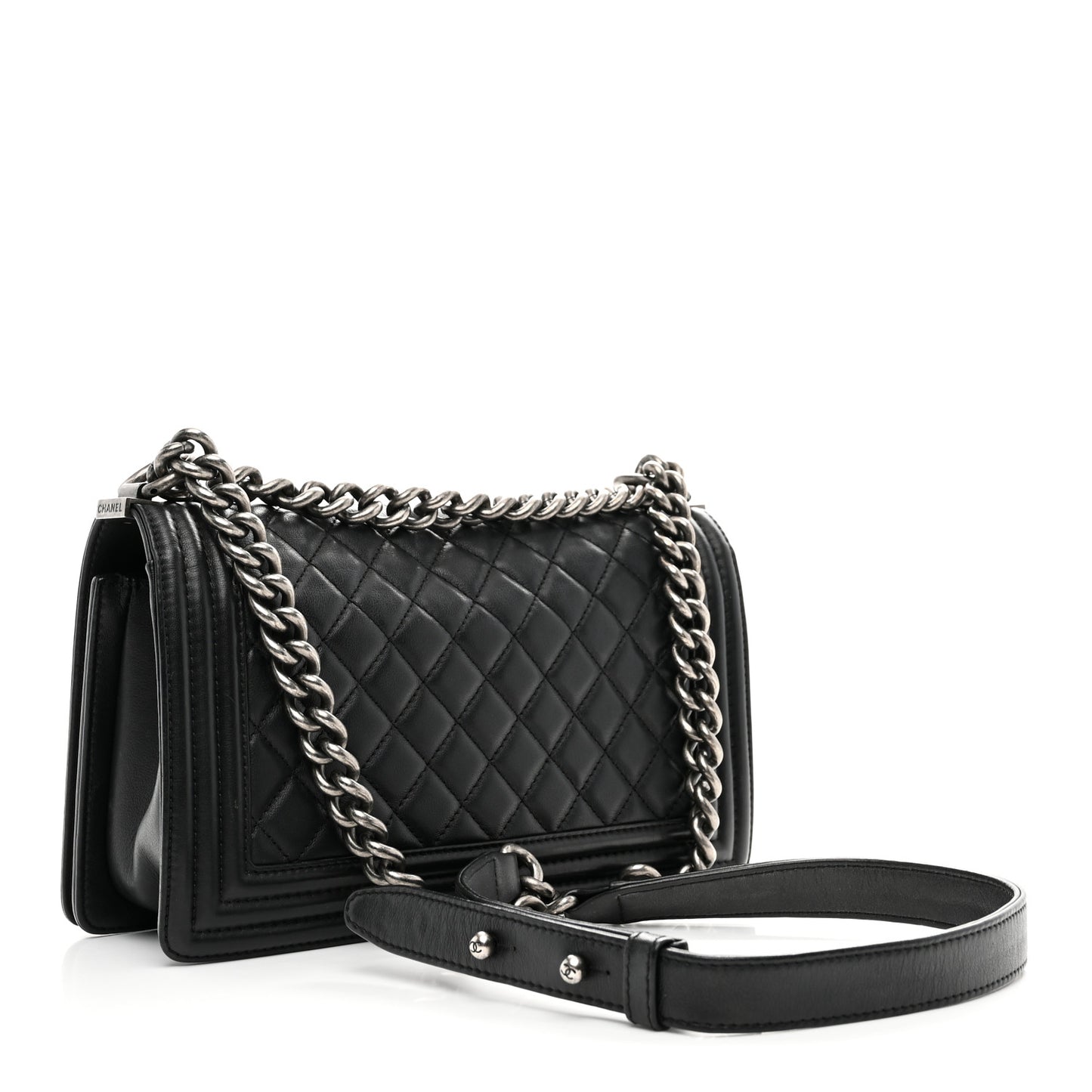 Calfskin Quilted Medium Boy Flap Black