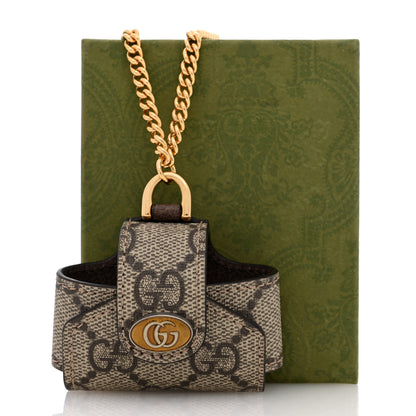 Gucci GG Supreme Monogram AirPods Case Necklace Beige Ebony 6 of 6