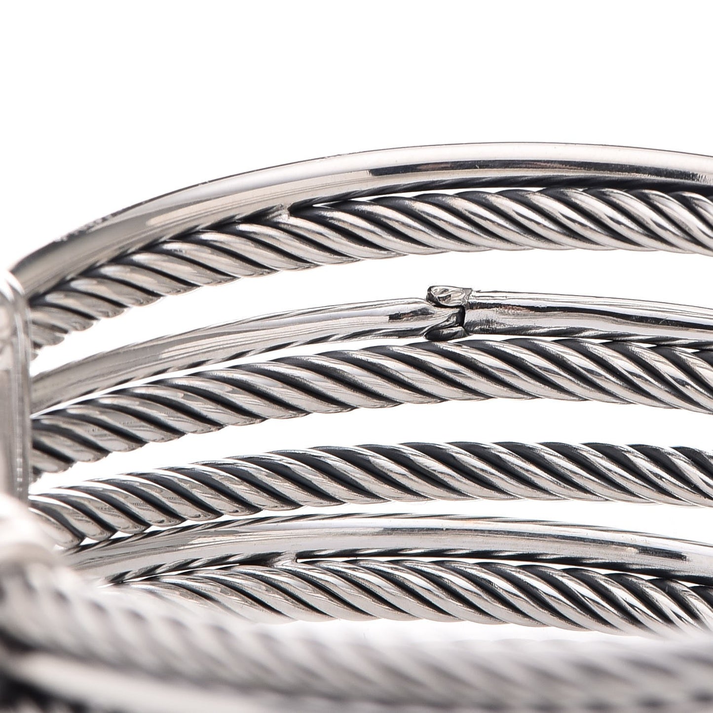 Sterling Silver Diamond Crossover Four Row Cuff Bracelet
