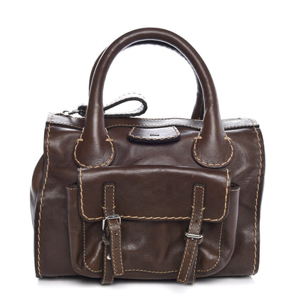 Chloe Calfskin Small Edith Satchel Brown 1 of 8