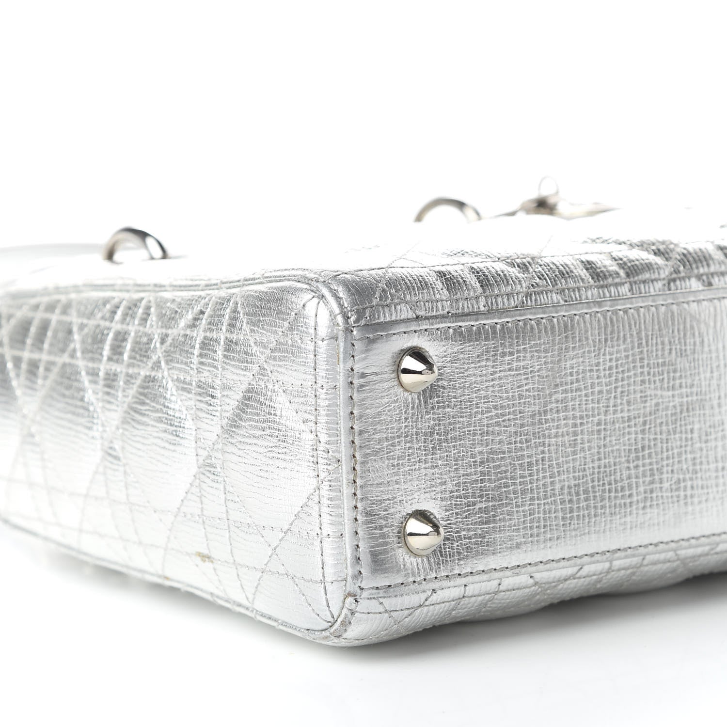 Christian Dior Metallic Grained Calfskin Cannage Small Lucky Badges My Lady Dior Silver 5 of 8