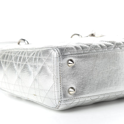 Christian Dior Metallic Grained Calfskin Cannage Small Lucky Badges My Lady Dior Silver 5 of 8