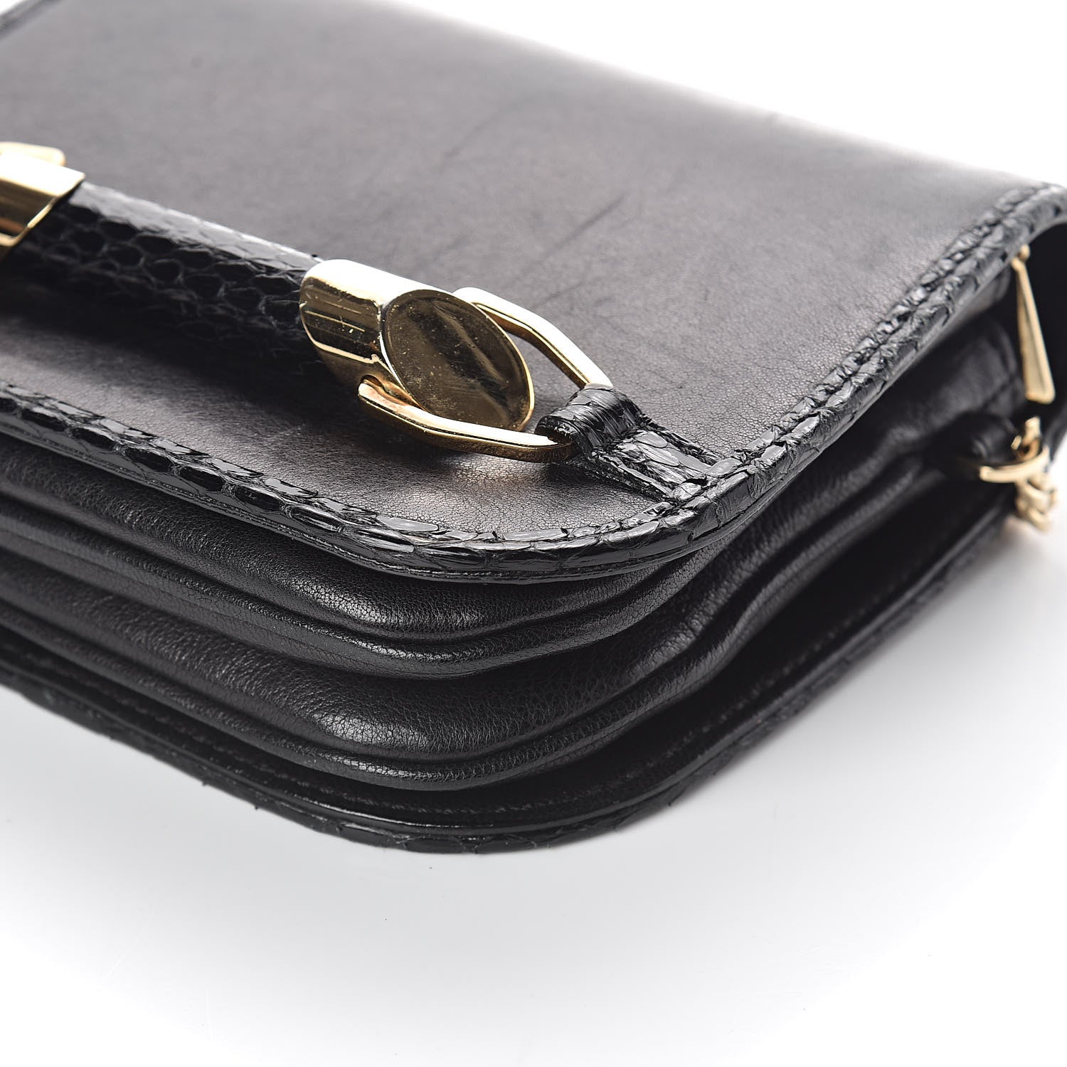 Jimmy Choo Lambskin Elaphe Zadie Flap Bag Black 9 of 9