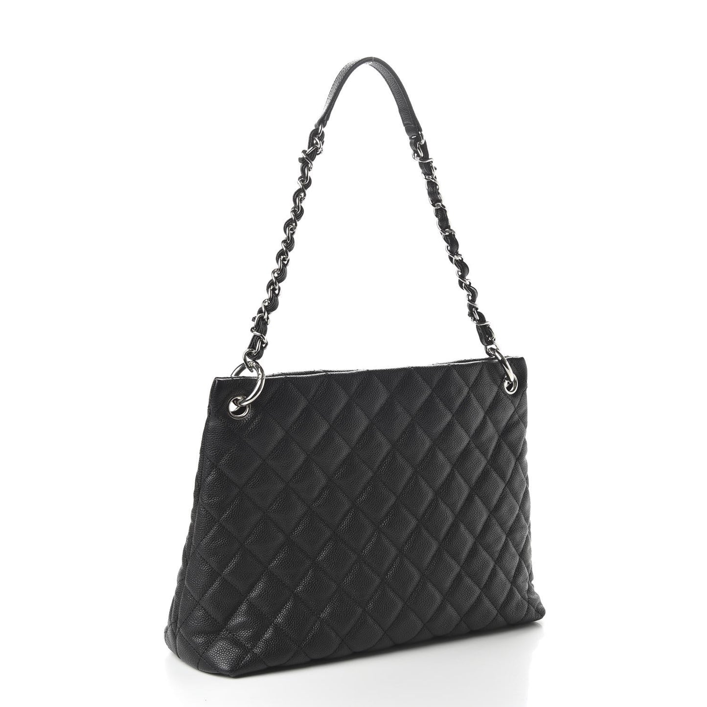 Caviar Quilted CC Shopping Tote Black
