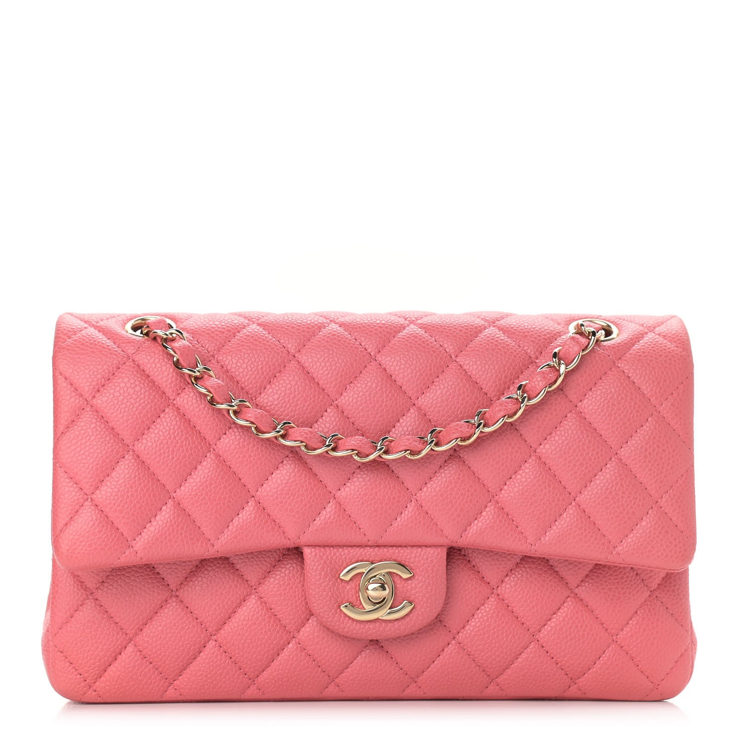 Chanel Metallic Caviar Quilted Medium Double Flap Pink 1 of 12