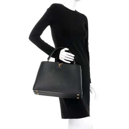 Louis Vuitton Taurillon Capucines MM Black 2 of 7