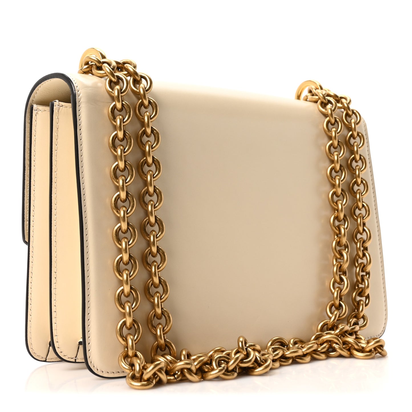 Shiny Calfskin Vain Shoulder Bag Butter