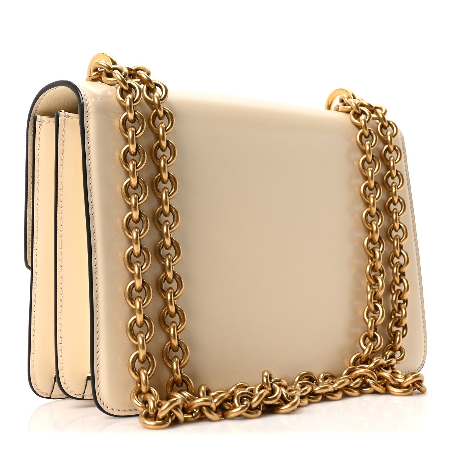 Valentino Garavani Shiny Calfskin Vain Shoulder Bag Butter 3 of 10