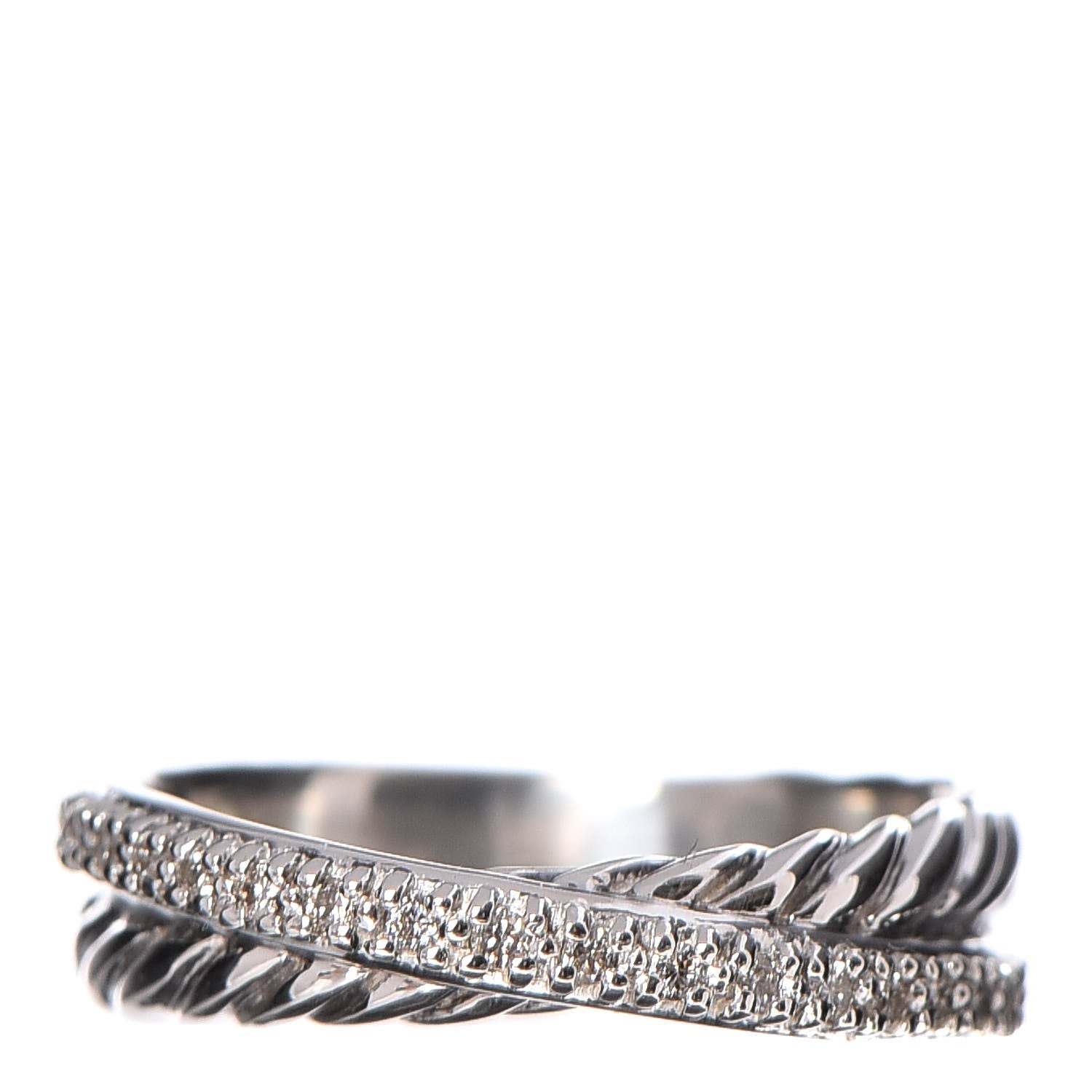 David Yurman Sterling Silver Diamond 5mm Crossover Ring 52 6 1 of 4