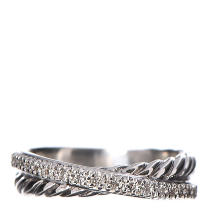 David Yurman Sterling Silver Diamond 5mm Crossover Ring 52 6 1 of 4