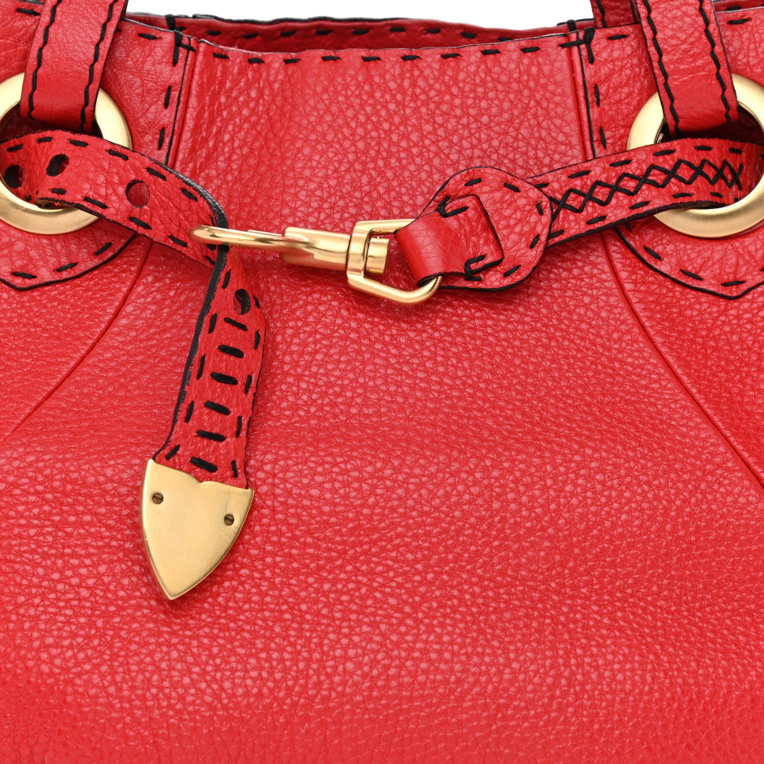 Fendi Cuoio Romano Selleria Pomodorino Tote Red 8 of 13