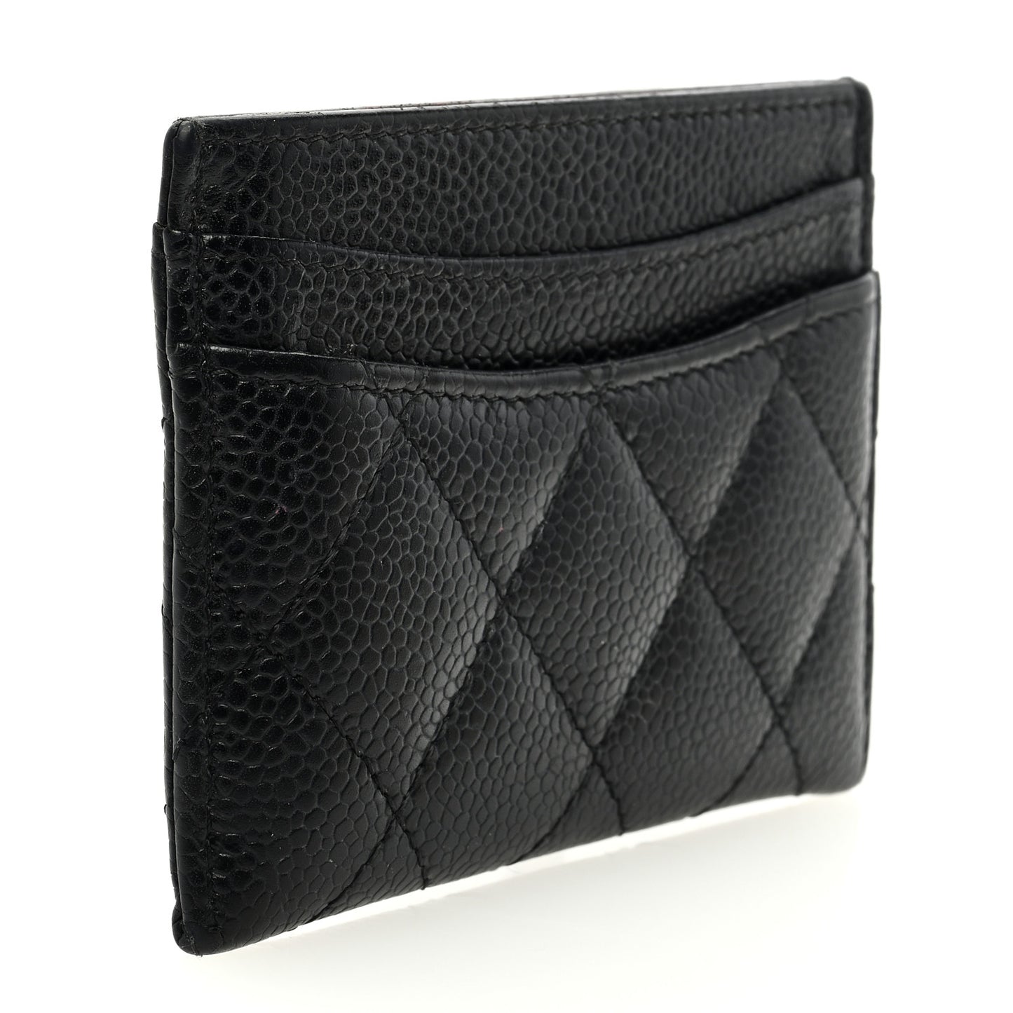Caviar Quilted Card Holder Black