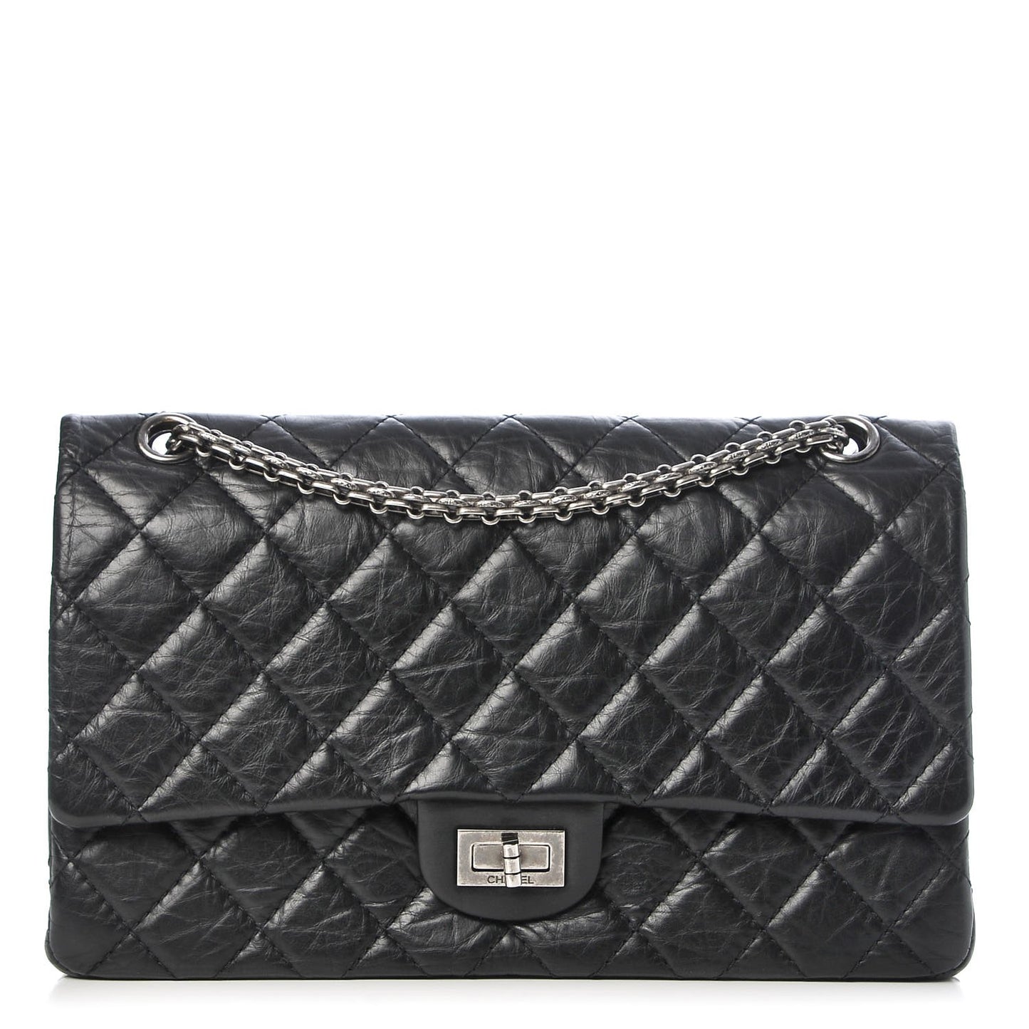 Aged Calfskin Quilted 2.55 Reissue 226 Flap Black