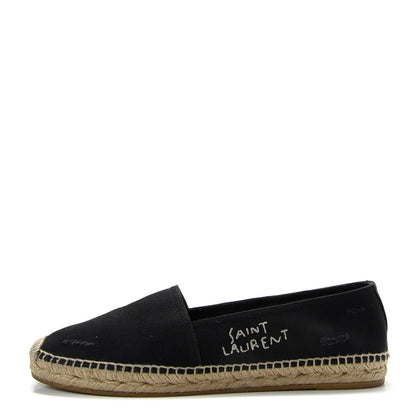 Saint Laurent Canvas Nappa Elba Logo Embroidered Espadrilles 39 Black 1 of 10