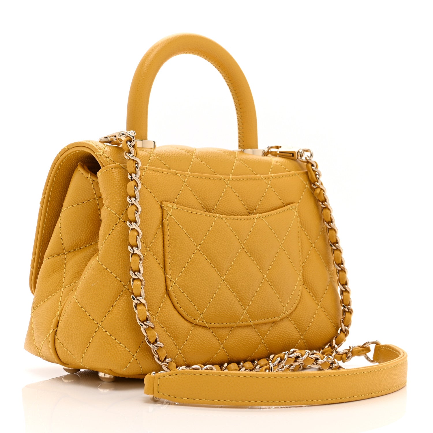 Chanel Caviar Quilted Extra Mini Coco Handle Flap Yellow 1788932