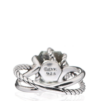 David Yurman Sterling Silver Diamond Prasiolite 10mm Cable Wrap Ring 50 5.5 3 of 4