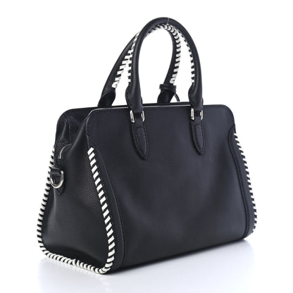 Alexander McQueen Pebbled Calfskin Small Whipstitch Skull Padlock Tote Black 2 of 4
