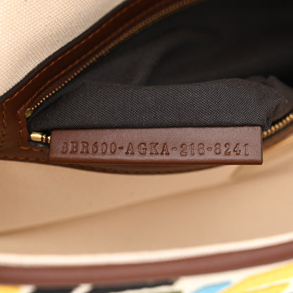 Fendi X SARA COLEMAN Canvas Vitello King Seta FF Fish Eye Embroidered Baguette Grezzo Multicolor Ghianda 8 of 11