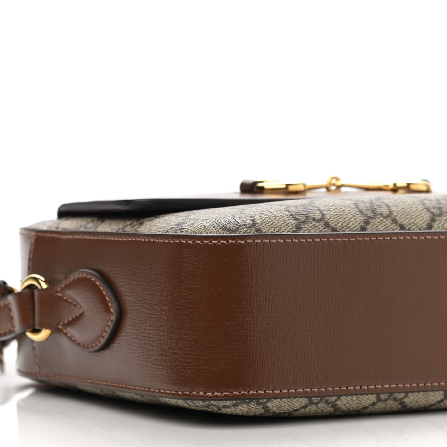 GG Supreme Monogram Small Horsebit 1955 Shoulder Bag Beige Brown Sugar