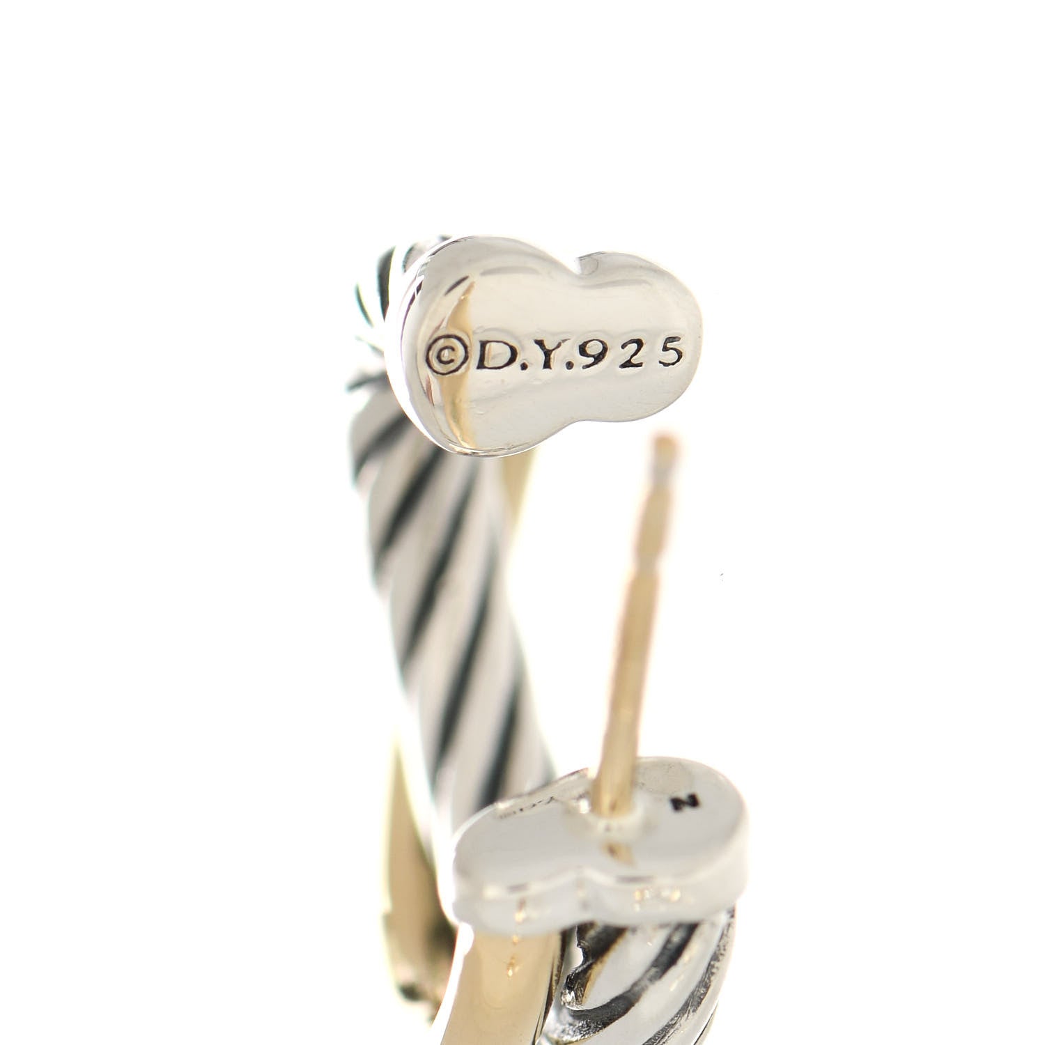 David Yurman Sterling Silver 18K Yellow Gold 17mm Crossover Cable Hoop Earrings 5 of 5