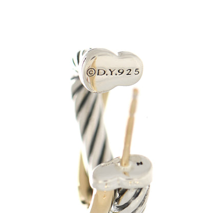 David Yurman Sterling Silver 18K Yellow Gold 17mm Crossover Cable Hoop Earrings 5 of 5