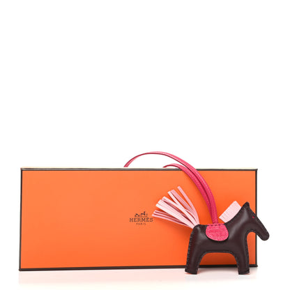Hermes Milo Lambskin Matte Alligator Touch Grigri Rodeo Horse Bag Charm PM Rouge Sellier Framboise Rose Sakura 5 of 5