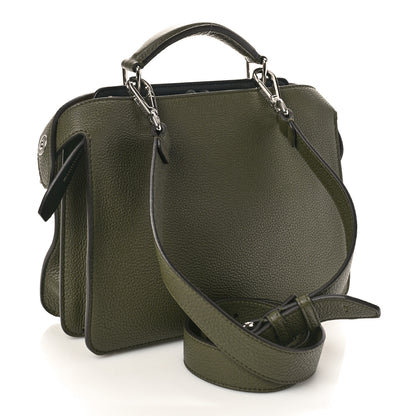 Fendi Cuoio Romano Vitello Cover Glazed Fabric Bi-Color FF 1974 Mini Peekaboo I SEE U Satchel Oliva 4 of 8