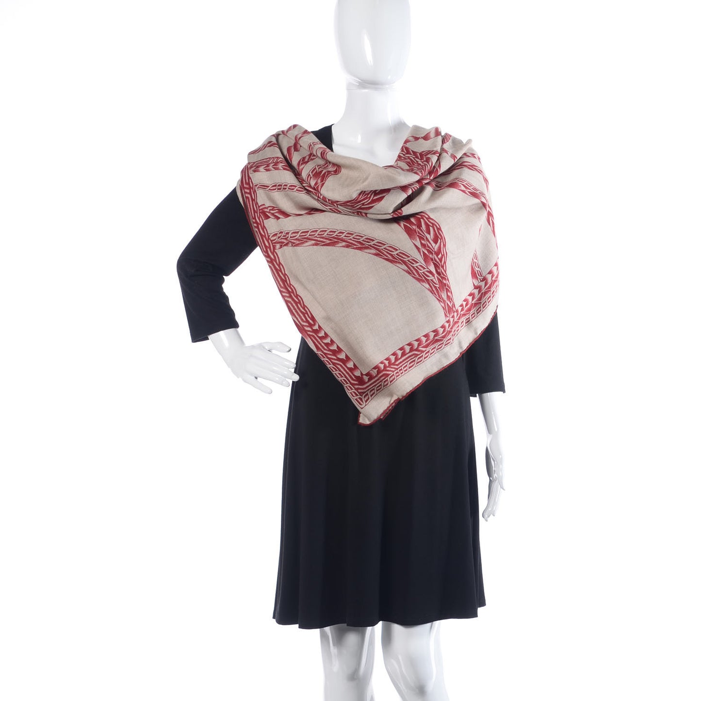 Cashmere Silk Robe Du Soir Shawl 140 Naturel Rouge H Bois de Rose