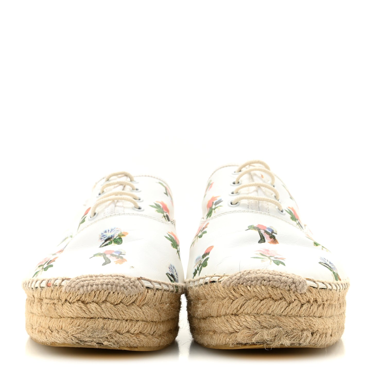 Floral Print Lace Up Espadrilles 39 White