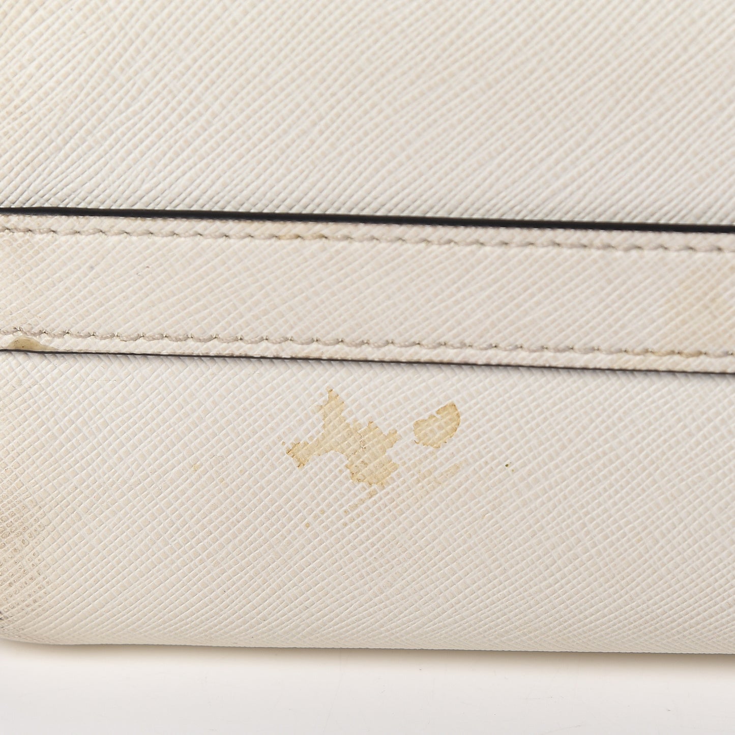 Saffiano Soft Calfskin Zippered Tote White