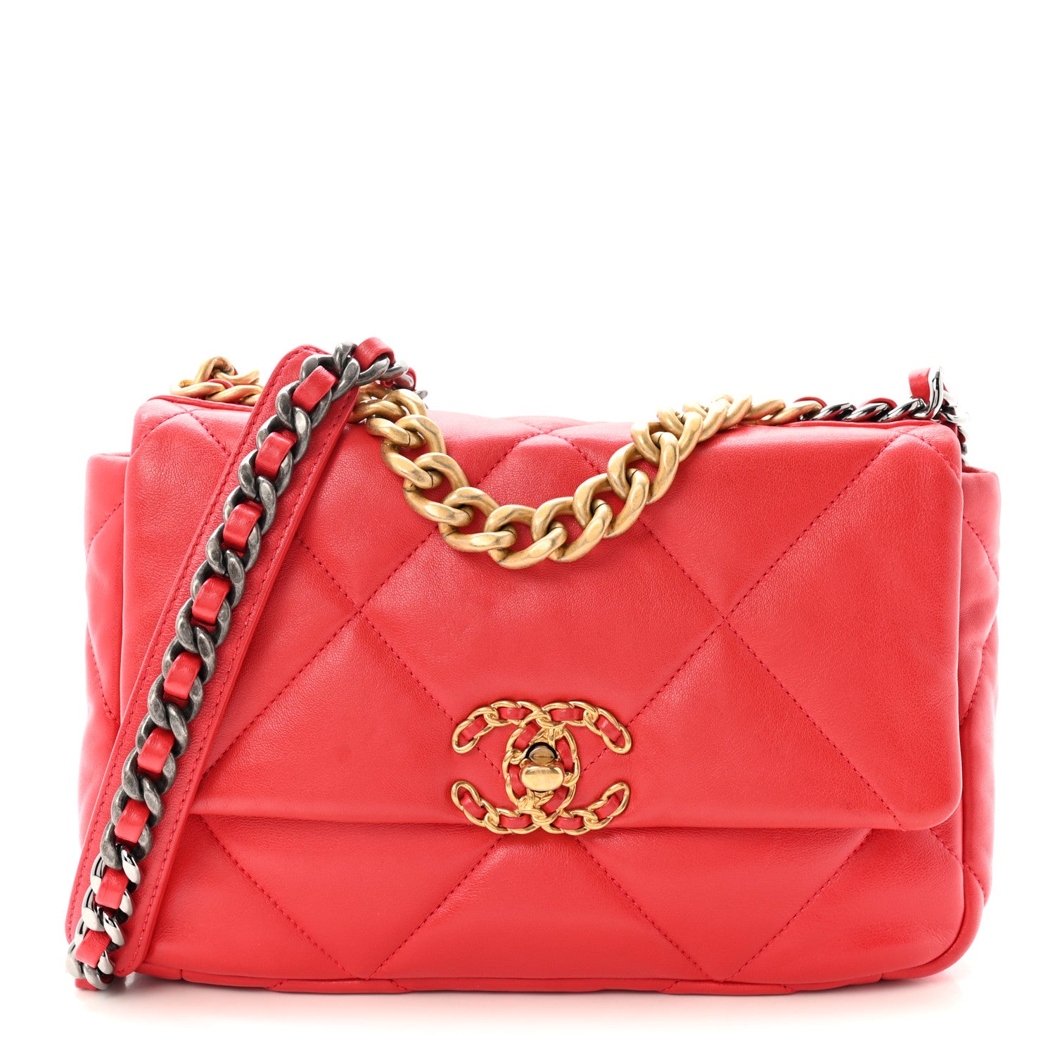 Chanel Goatskin Quilted Medium Chanel 19 Flap Pink 1 of 10