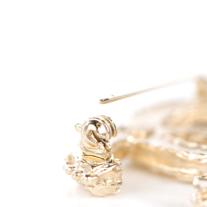 Chanel Crystal CC Brooch Light Gold 5 of 5