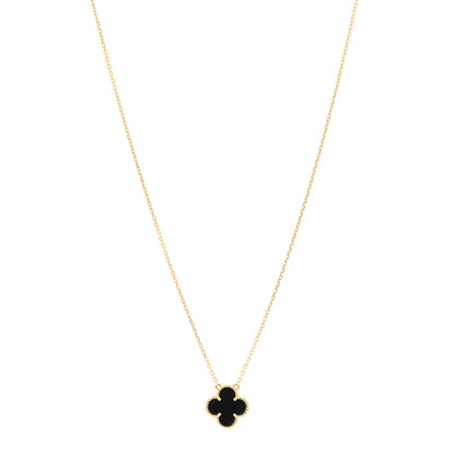 Van Cleef & Arpels 18K Yellow Gold Black Onyx Vintage Alhambra Pendant Necklace 1 of 5