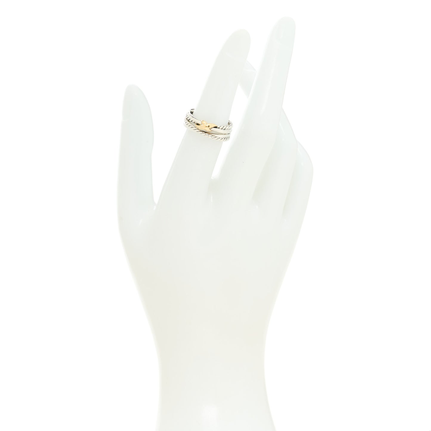 Sterling Silver 18K Yellow Gold 6mm X Crossover Ring 50 5.5