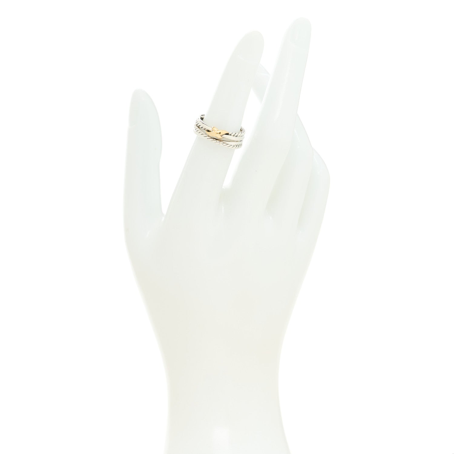 David Yurman Sterling Silver 18K Yellow Gold 6mm X Crossover Ring 50 5.5 2 of 5