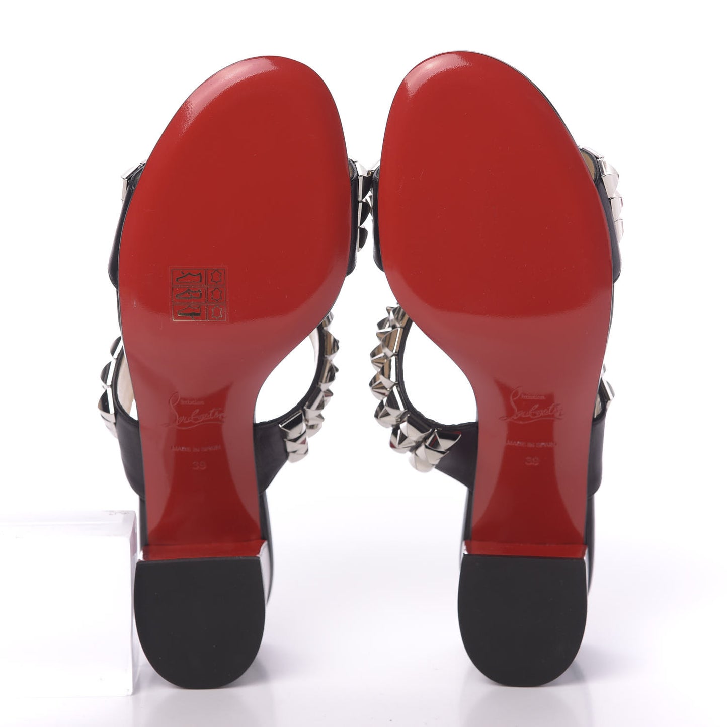 Calfskin Studded Tina Goes Mad 55 Slide Sandals 39 Black
