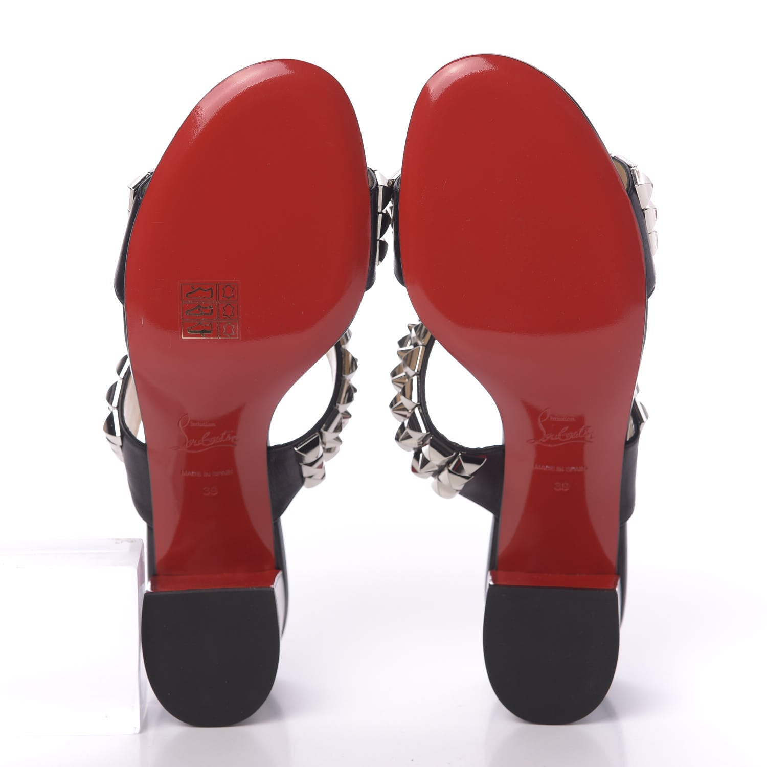 Christian Louboutin Calfskin Studded Tina Goes Mad 55 Slide Sandals 39 Black 6 of 10