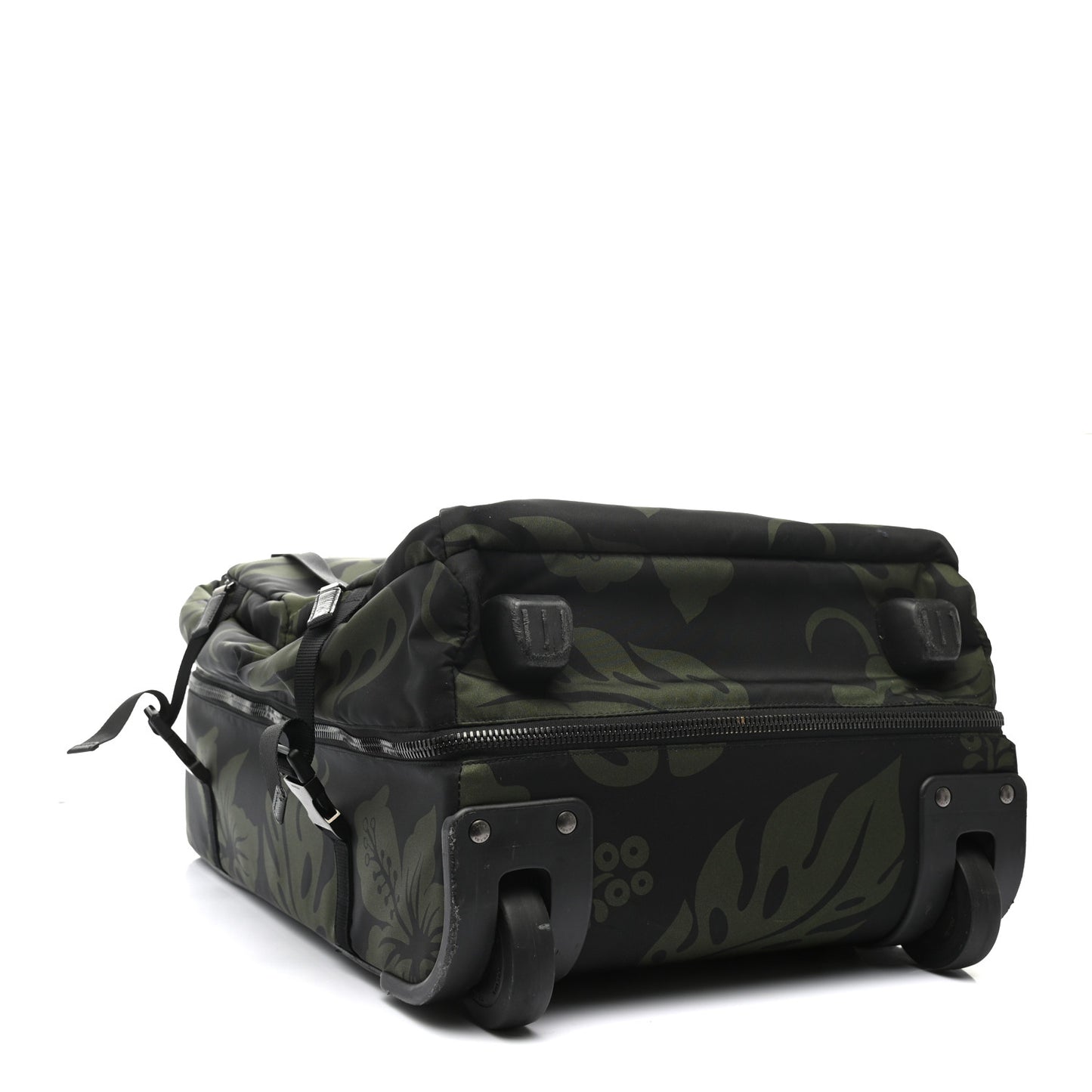 Tessuto Nylon Hibiscus Print Trolley Luggage Green