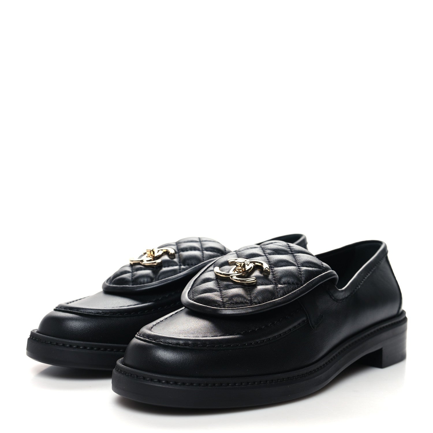 Chanel Lambskin Quilted CC Turnlock Loafers 40 Black 3 of 8