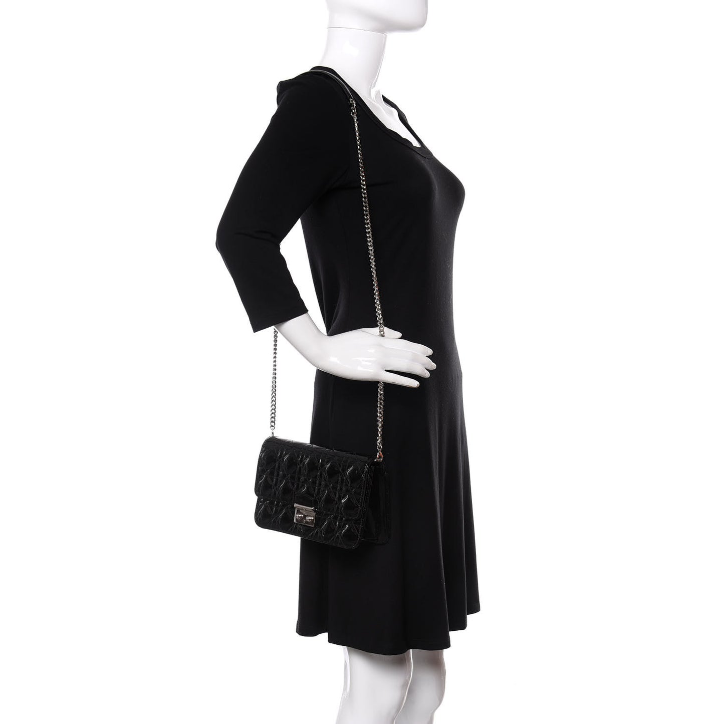 Patent Cannage Miss Dior Promenade Pouch Black