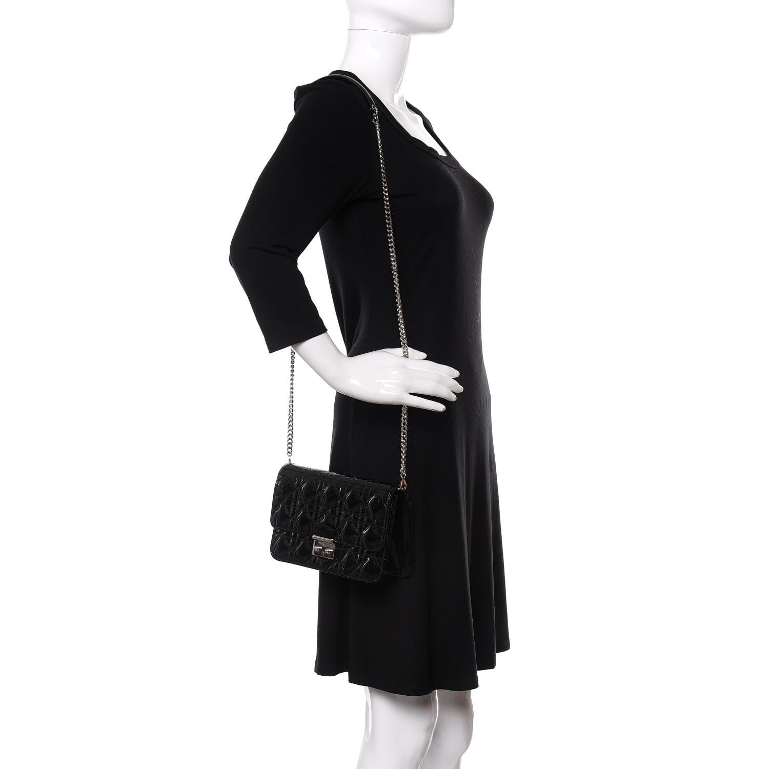 Christian Dior Patent Cannage Miss Dior Promenade Pouch Black 2 of 9