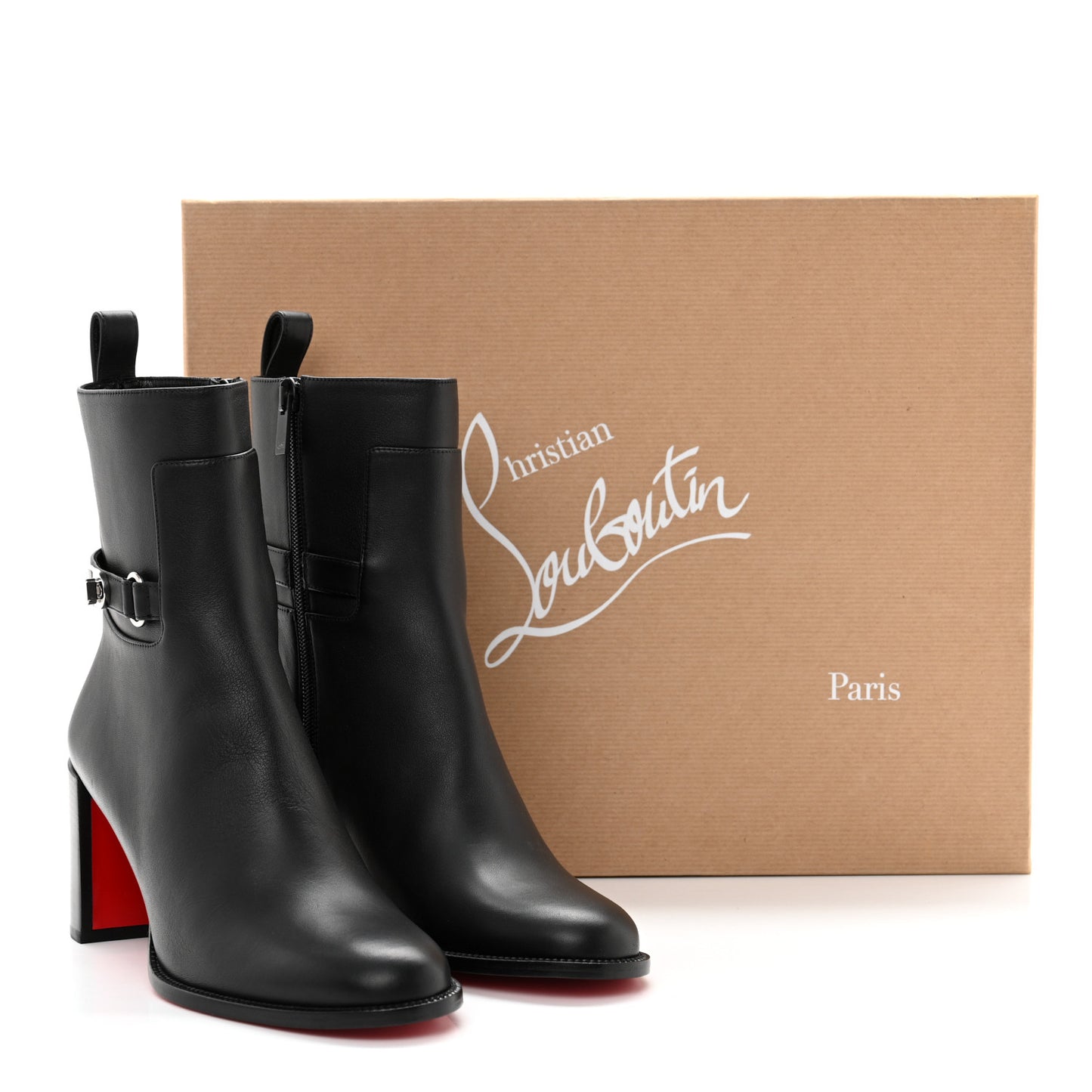 Calfskin Lock Booty 70 Ankle Boots 37.5 Black