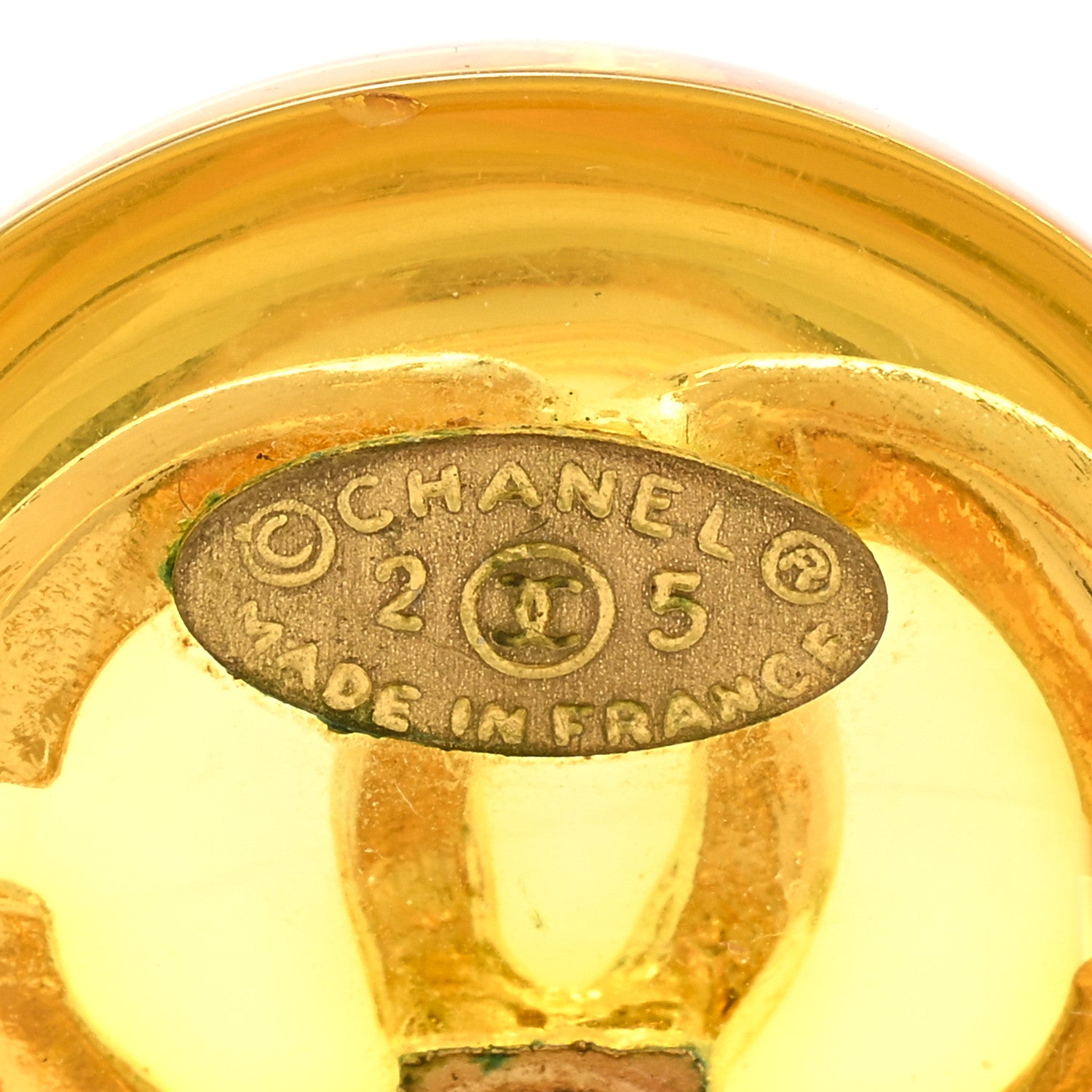 Chanel Resin CC Round Clip On Earrings Gold 4 of 4