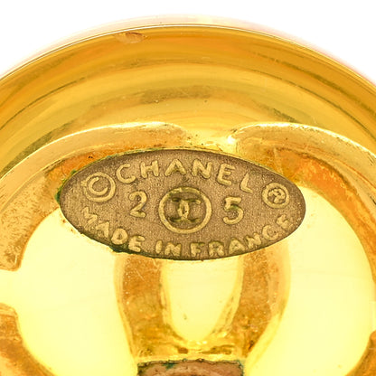 Chanel Resin CC Round Clip On Earrings Gold 4 of 4