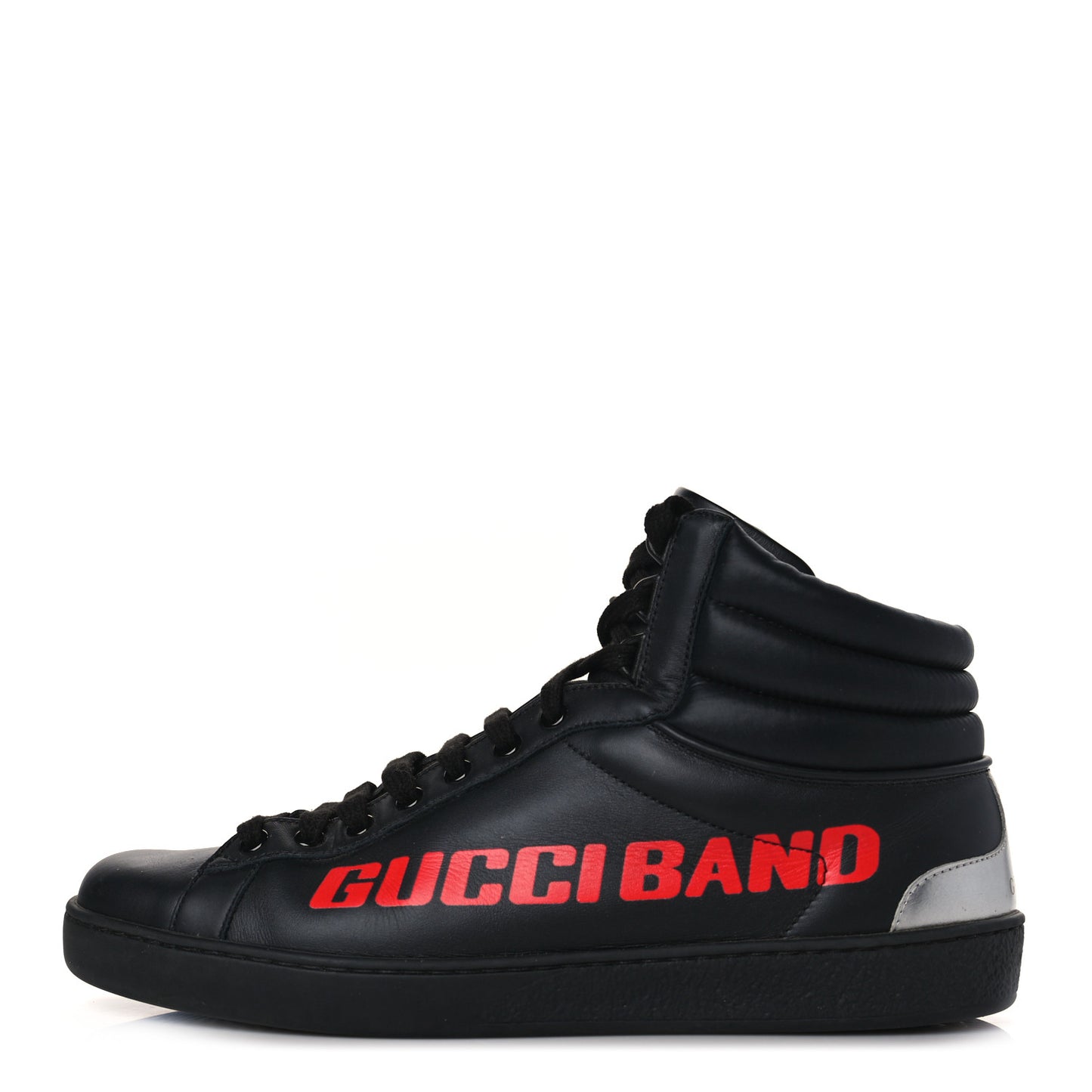 Calfskin Gucci Band Mens Ace High Top Sneakers 8 Black