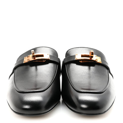 Hermes Goatskin Oz Mules 38.5 Black 3 of 10