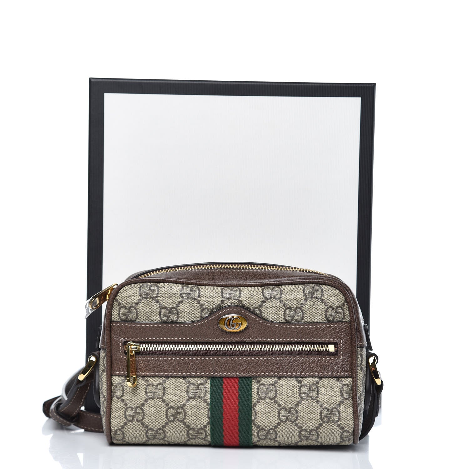 Gucci GG Supreme Monogram Web Mini Ophidia Shoulder Bag Brown 10 of 10