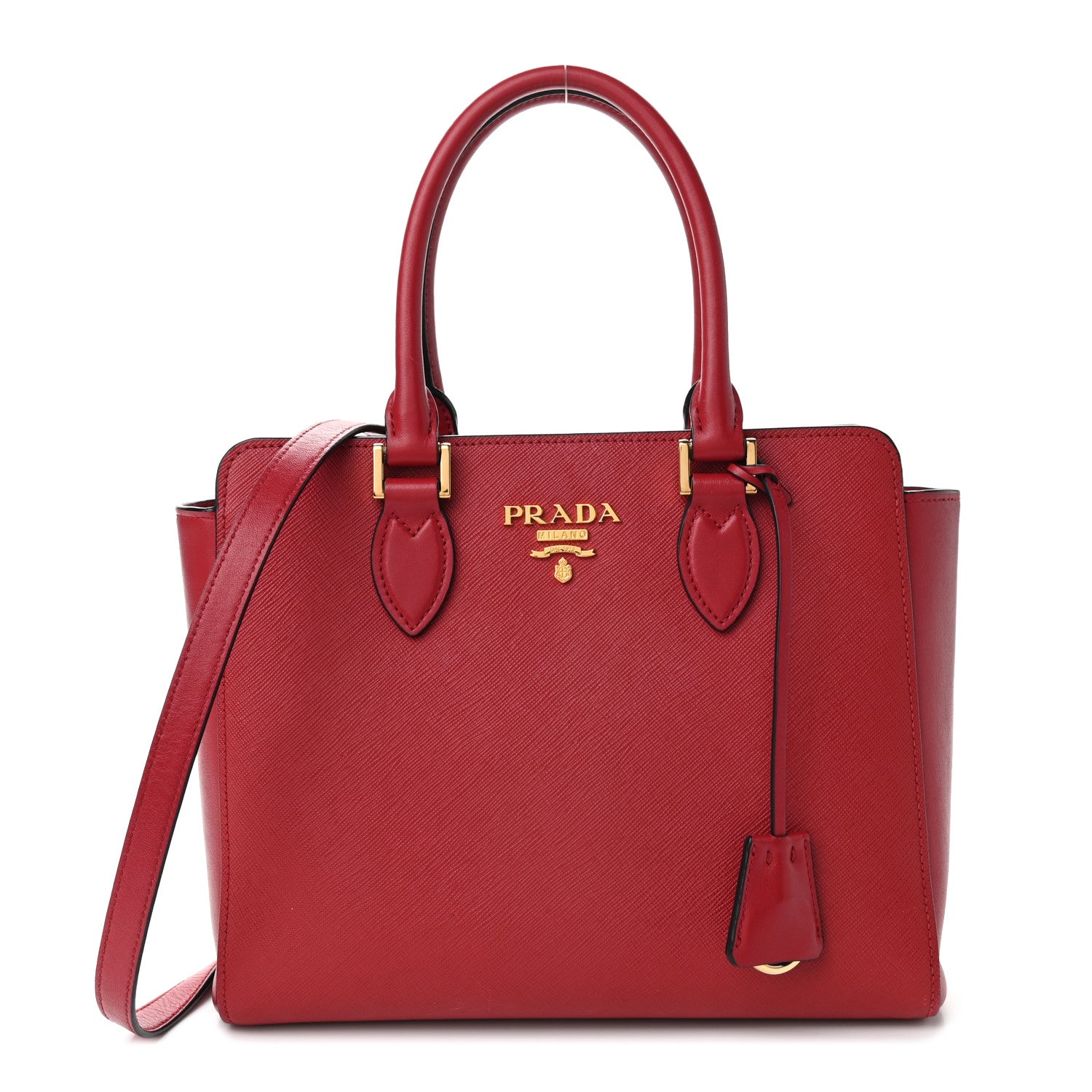 Prada Saffiano Soft Calfskin Small Zippered Tote Fuoco 1 of 8